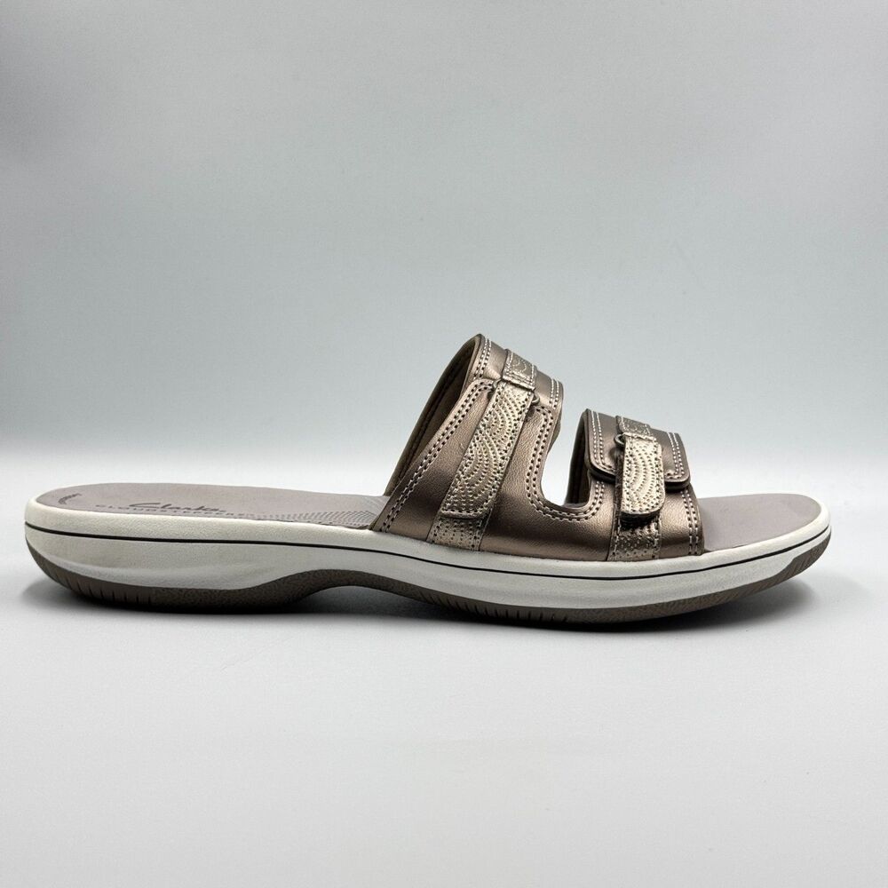 Cloudsteppers by Clark Women's 10M Brinkley Coast Sandals Adjustable White Slide
